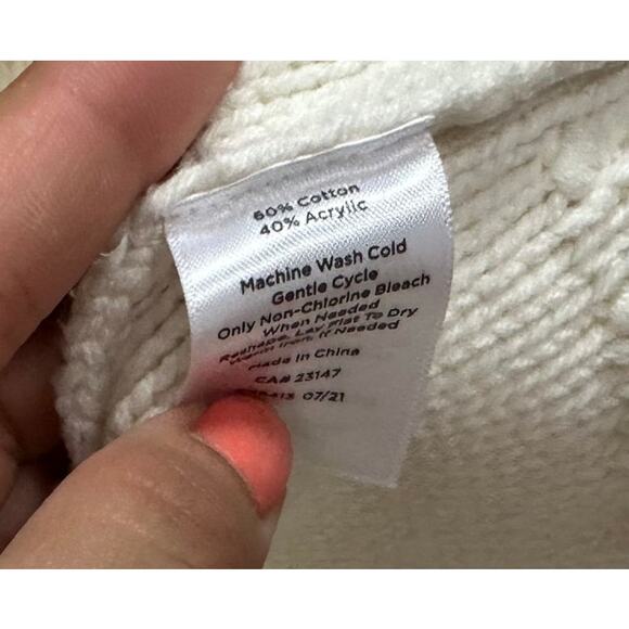 Talbots White Chunky Pullover Sweater Cotton Blend Womens Size XL - Picture 4 of 5